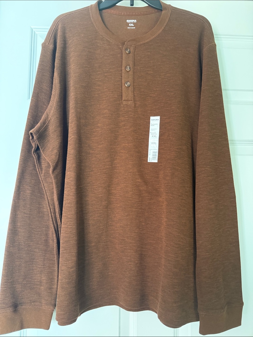 Sonoma Men's Long-Sleeve Henley in Brown